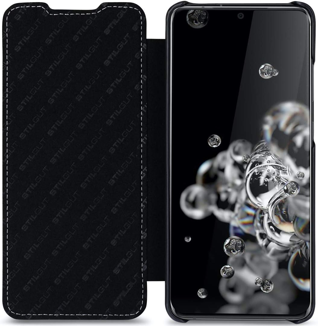 STILGUT Book Case kompatibel mit Samsung Galaxy S20 Ultra Hülle aus Leder zum Klappen, Klapphülle, H