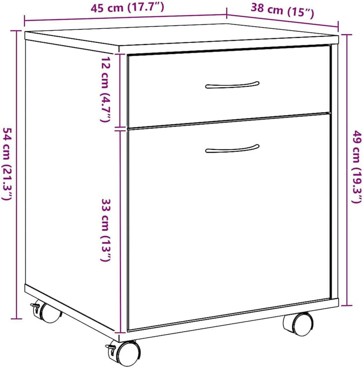 vidaXL Rollcontainer, Aktenschrank mit Stauraum, Rollschrank für Büro Arbeitszimmer, Bürocontainer B