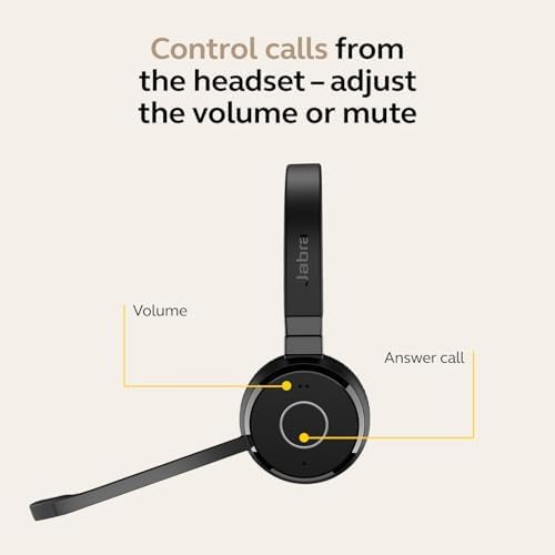 Jabra Evolve 65 TE (3. Ausgabe 2025) Kabellos Bluetooth Stereo-Headset mit Geräuschunterdr.-Mikrofon