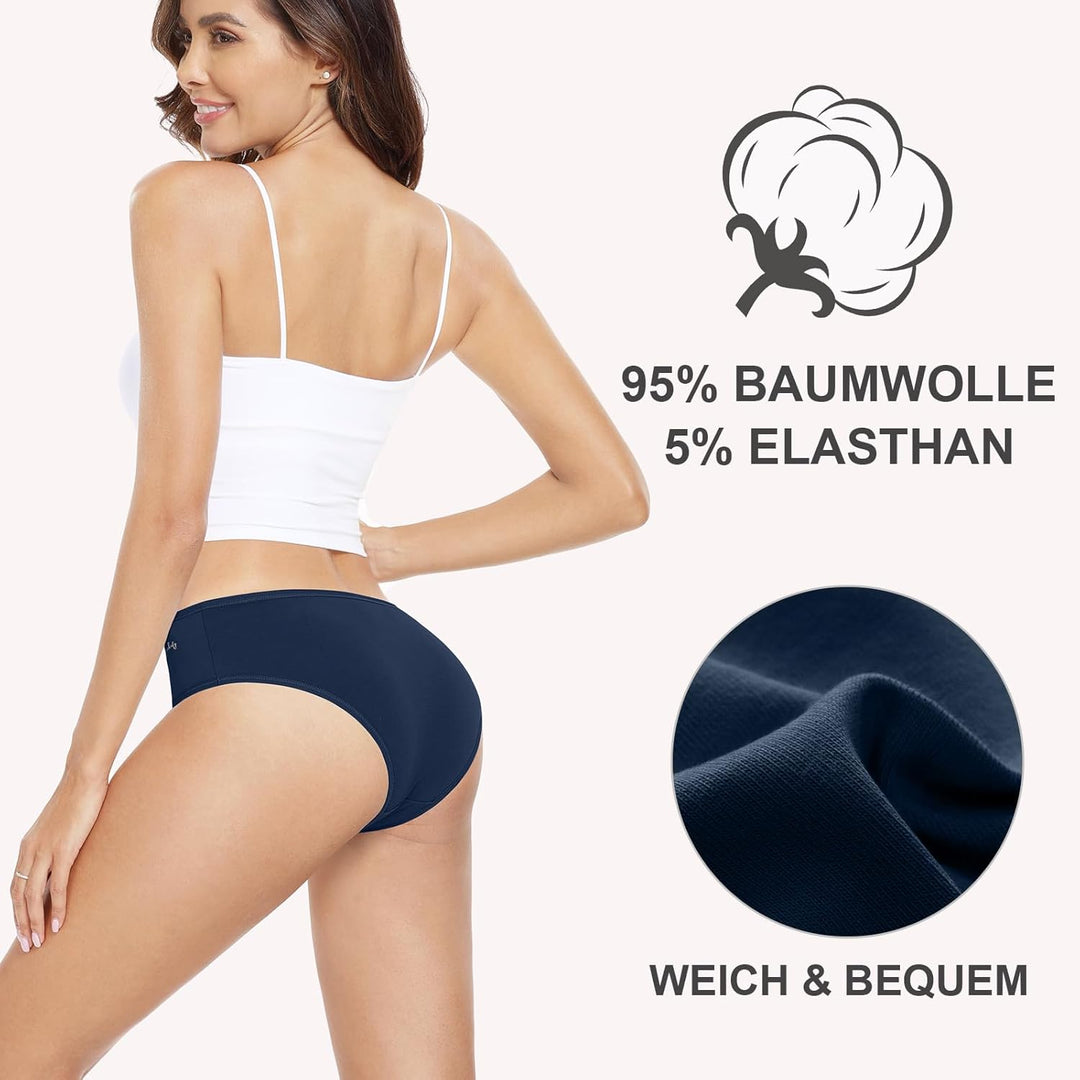 Anqier Unterhosen Damen, 6er Pack Baumwolle Panties Atmungsaktiv Slips Damen Bequeme Hipster Frauen