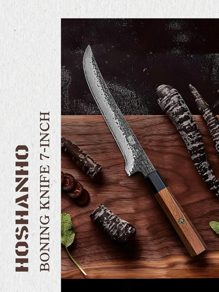 HOSHANHO Filetiermesser 18cm, Superscharfes Japanisches Ausbeinmesser aus Kohlenstoffstahl, Professi