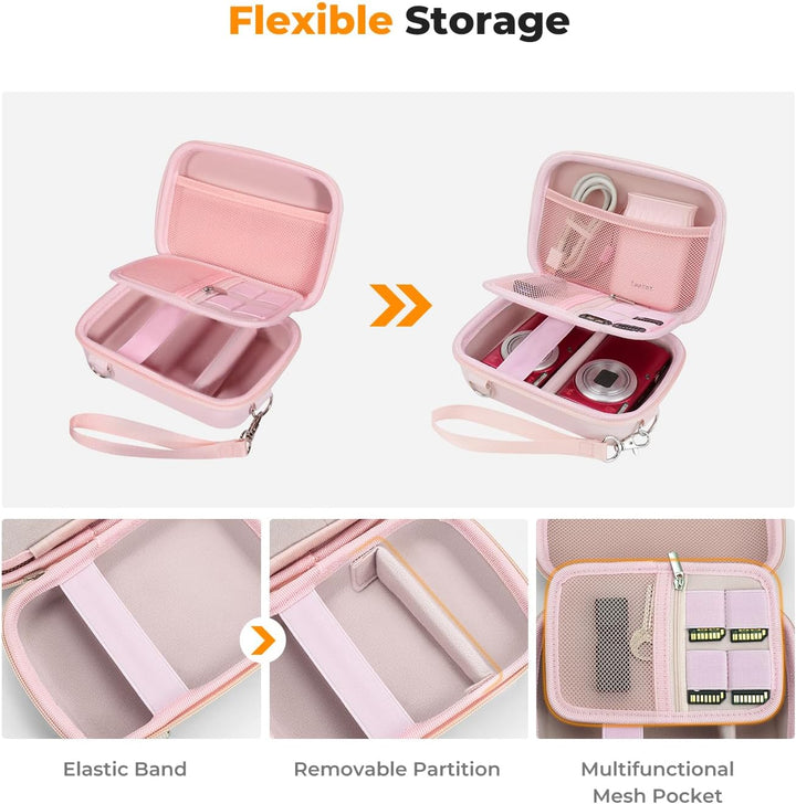 K&F Concept Digitalkamera Tasche kompatibel Fotokamera Tasche Eva-Hartschalendesign (nur Hülle) Rosa
