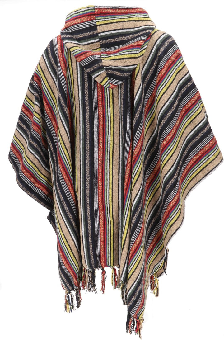 GURU SHOP Poncho Hippie Chic, Ethno Poncho, Andenponcho, Herren/Damen, Blau, Baumwolle, Size:One Siz