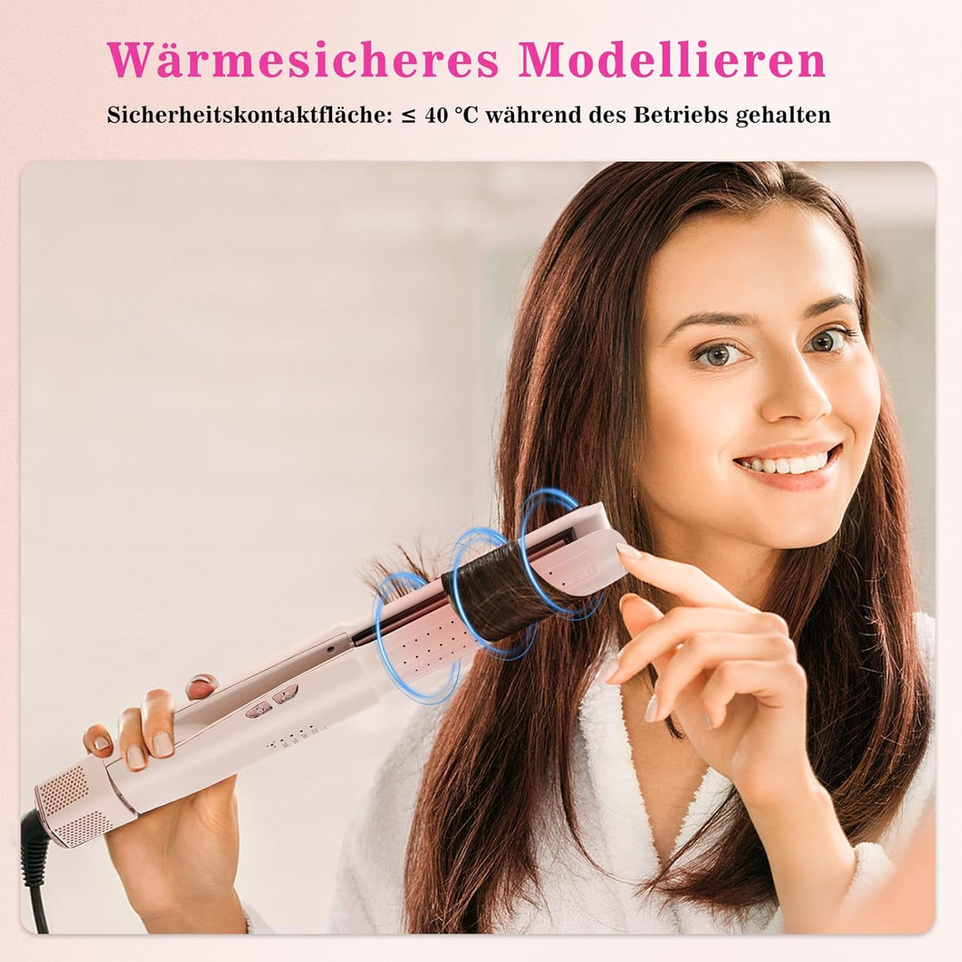 2-in-1 Lockenstab & Haarglätter mit Kaltluft – Professioneller Haarcurler mit Keramik-Heizplatten, N