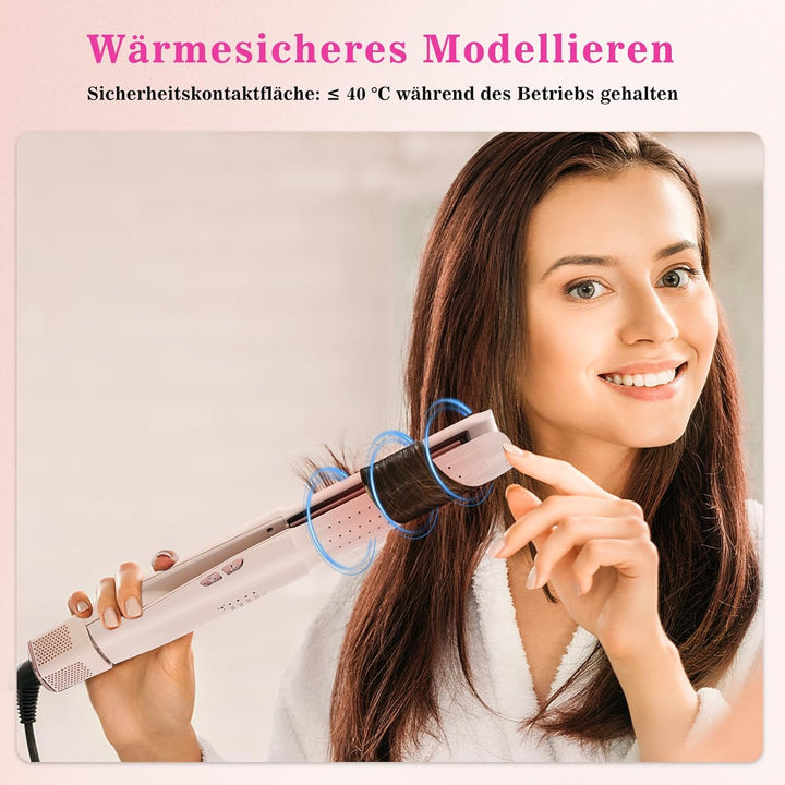 2-in-1 Lockenstab & Haarglätter mit Kaltluft – Professioneller Haarcurler mit Keramik-Heizplatten, N