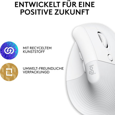 Logitech Lift für Mac, Kabellos Vertikale Ergonomische Maus, Bluetooth, Leise Klicks, Leises Smartwh