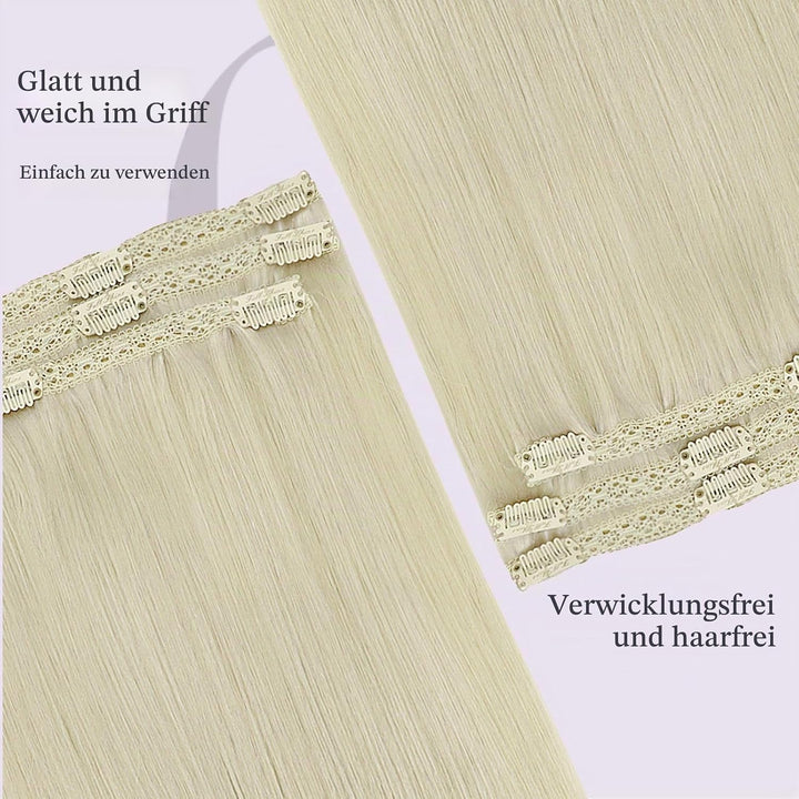 Fshine Invisible Clip in Extensions Echthaar Blond Hair Extensions Clip in Echthaar Weissblond 30cm