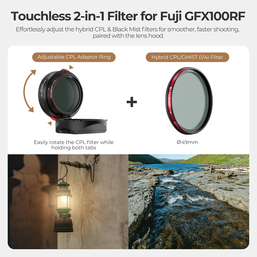 Freewell The Real Gegenlichtblende - Hybrid CPL/Mist Filter, Flipable, Touchless Filterbetrieb für F