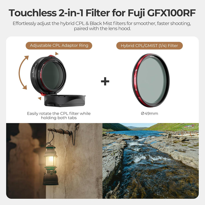 Freewell The Real Gegenlichtblende - Hybrid CPL/Mist Filter, Flipable, Touchless Filterbetrieb für F