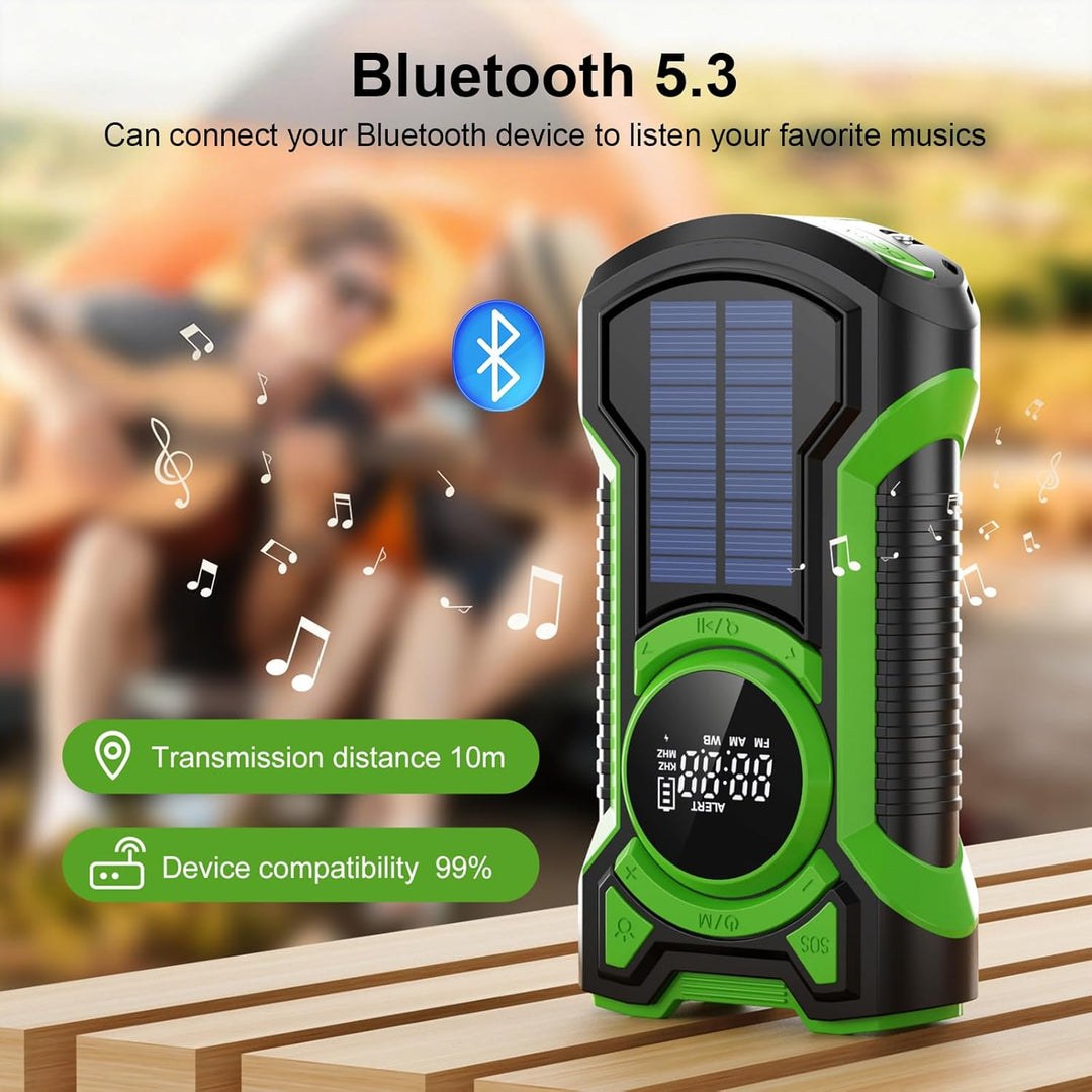 Solar Kurbel Notfall Radio mit Handkurbel, Gemmac 5000mAh Batterie Kurbelradio mit Bluetooth-Lautspr