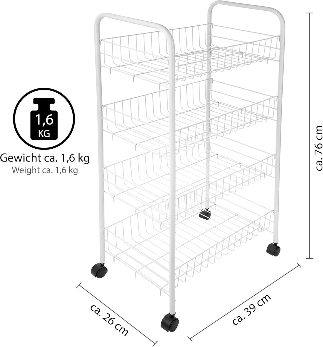 ONVAYA® Beistellwagen Susi mit 4 Körben | 39x26x76 cm | Rollwagen | Küchenwagen | Wagen | Metall | R