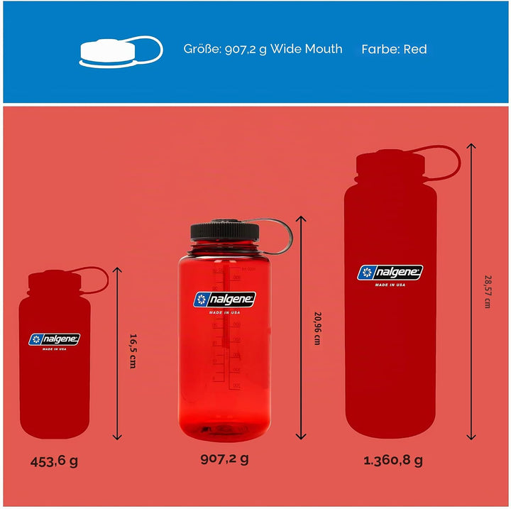 Nalgene WH Sustain Trinkflaschen Rot 1 L Rot Wasserflasche, Rot Wasserflasche