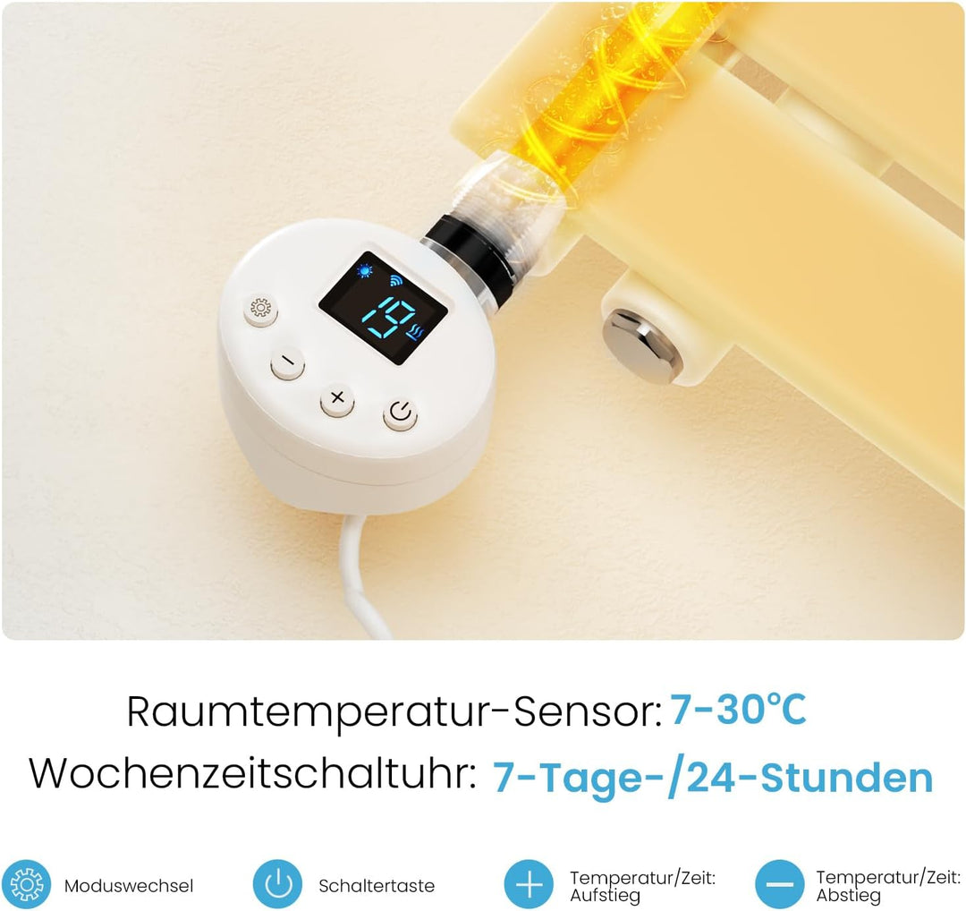 Heilmetz Badheizkörper Elektrisch Heizkörper Bad mit WiFi Digitalem Thermostat Handtuchheizkörper mi