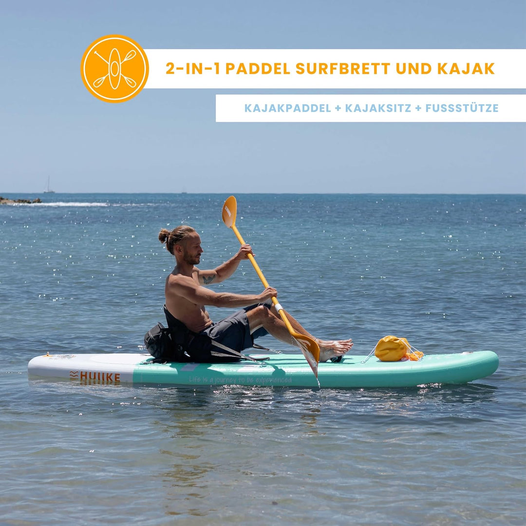 HUIIKE Stand Up Paddling Board mit Zubehör, Paddel, Finnen, Leash, Pumpe, Rucksack. SUP-Board Aufbla