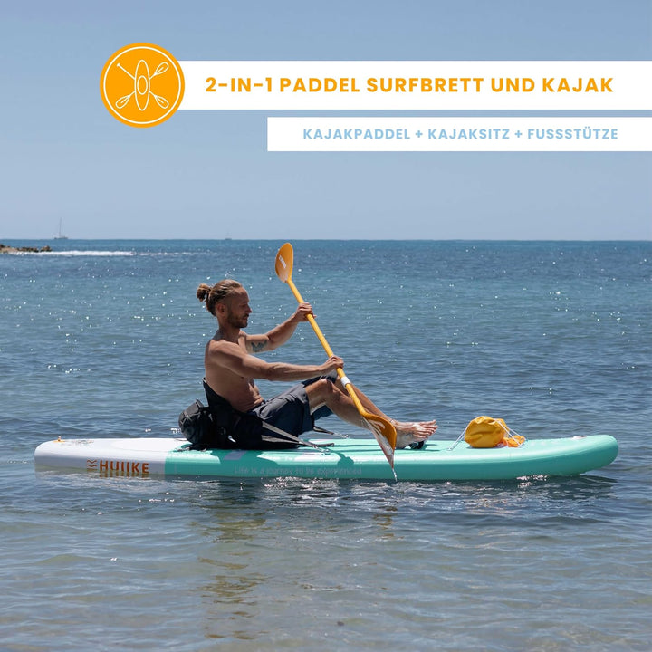 HUIIKE Stand Up Paddling Board mit Zubehör, Paddel, Finnen, Leash, Pumpe, Rucksack. SUP-Board Aufbla