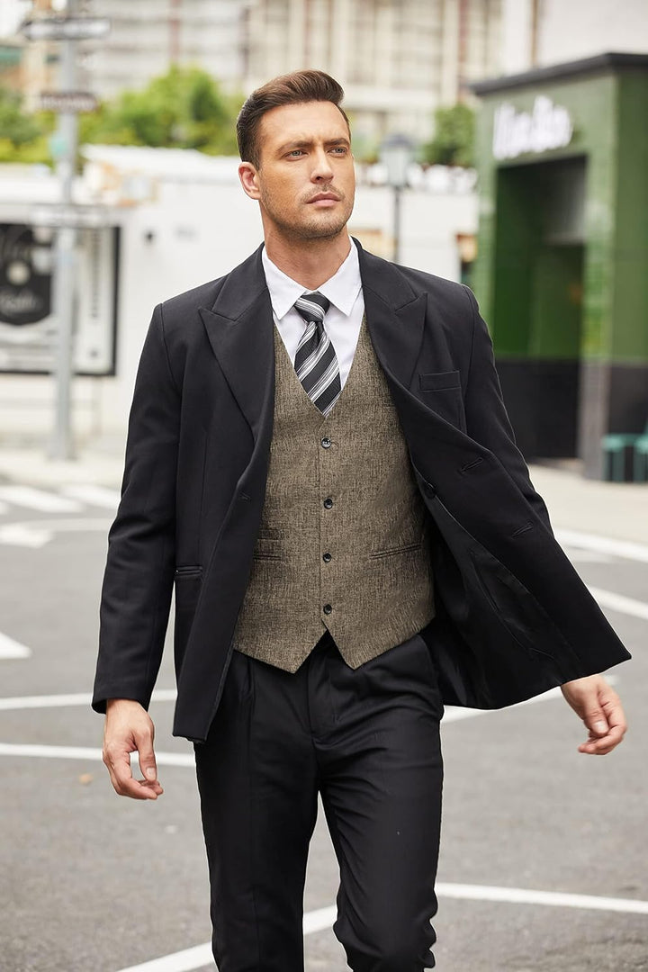 COOFANDY Herren Weste Casual Anzug Weste V-Ausschnitt Formale Business Party Hochzeit Trachtenweste