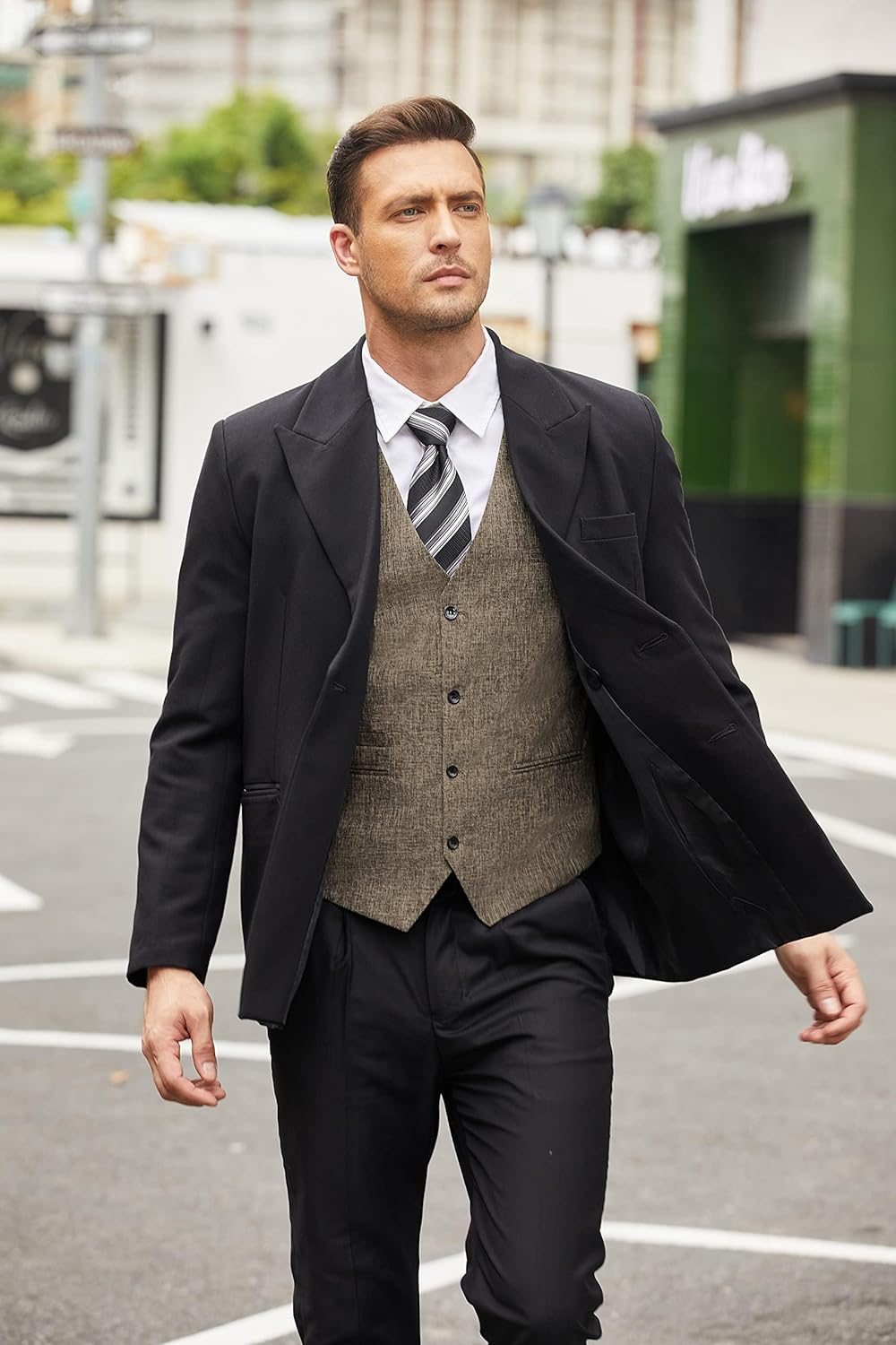 COOFANDY Herren Weste Casual Anzug Weste V-Ausschnitt Formale Business Party Hochzeit Trachtenweste