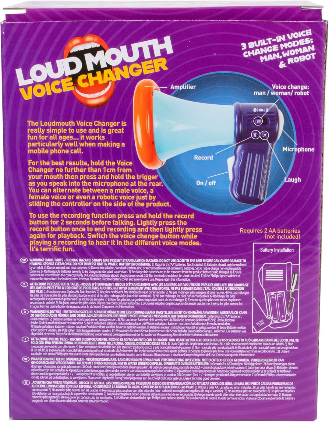 Funtime 10629 Loudmouth Voice Changer Elektronischer Sprachwechsler, Rot/Weiss/Blau