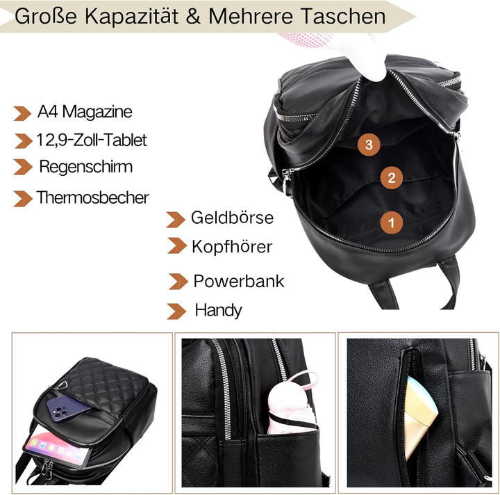 Suweir Rucksack Damen Klein Elegant Damenrucksack Kleiner Cityrucksack Tagesrucksack Wasserdicht Ruc