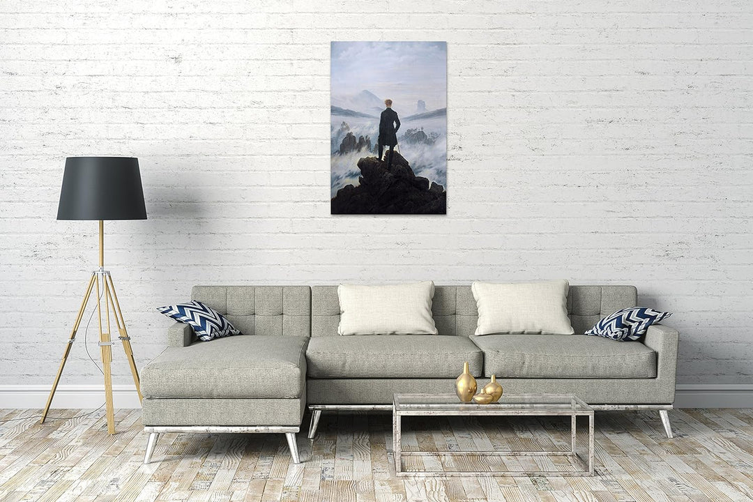 Printed Paintings Leinwand (70x100cm): Caspar David Friedrich - Wanderer über dem Nebelmeer 70x100 c