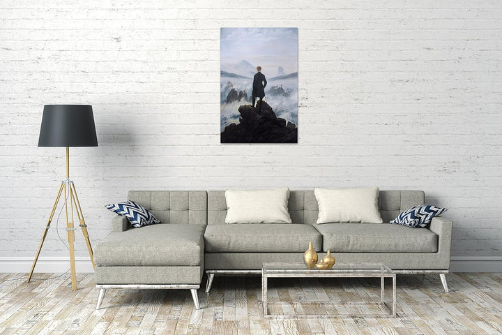 Printed Paintings Leinwand (80x120cm): Caspar David Friedrich - Wanderer über dem Nebelmeer 80x120 c