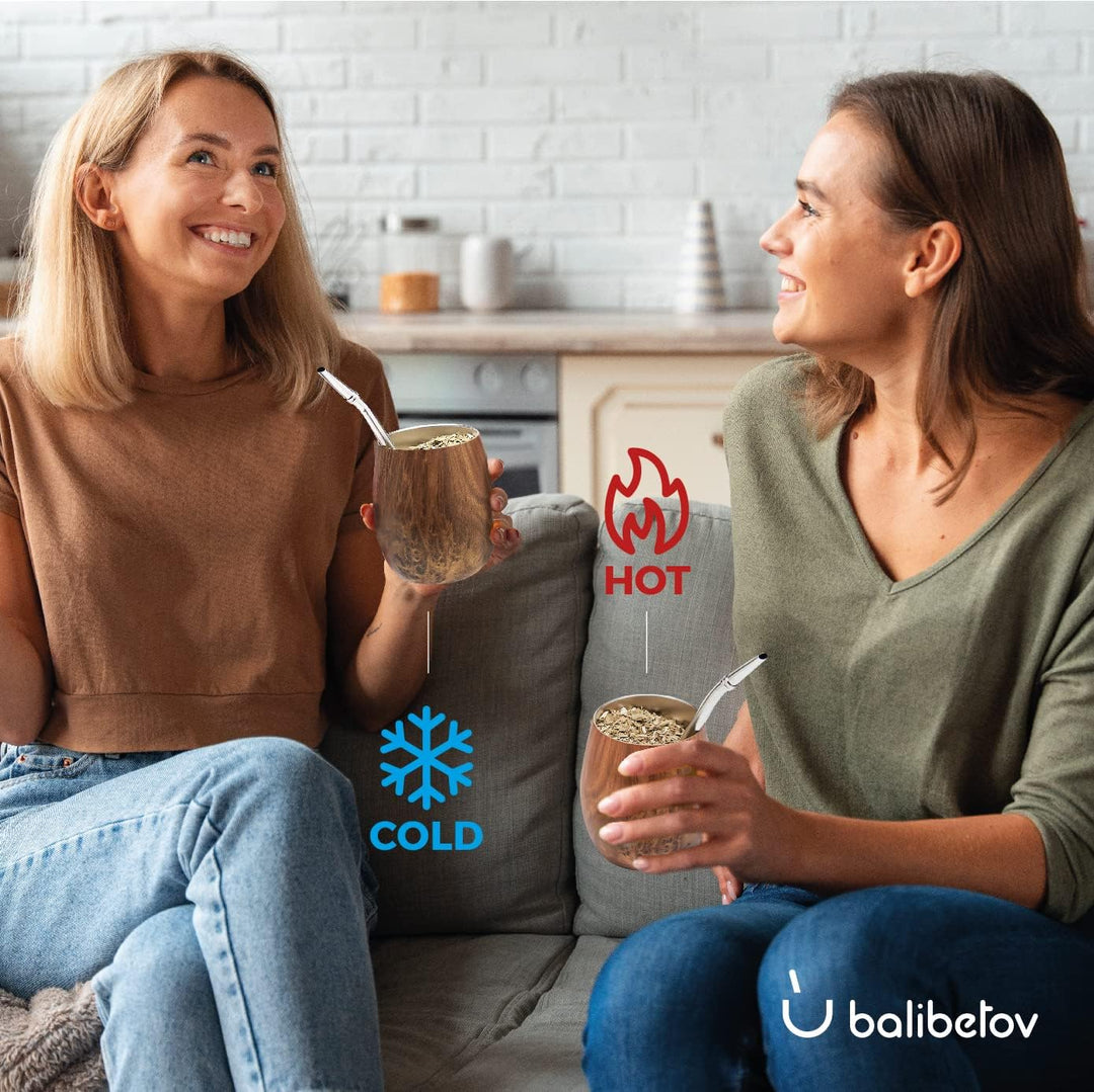 balibetov Mate Becher Set (2 Yerba Mate teebecher set, 5 pcs) - enthält Zwei Doppelwandiger 18/8 Ede