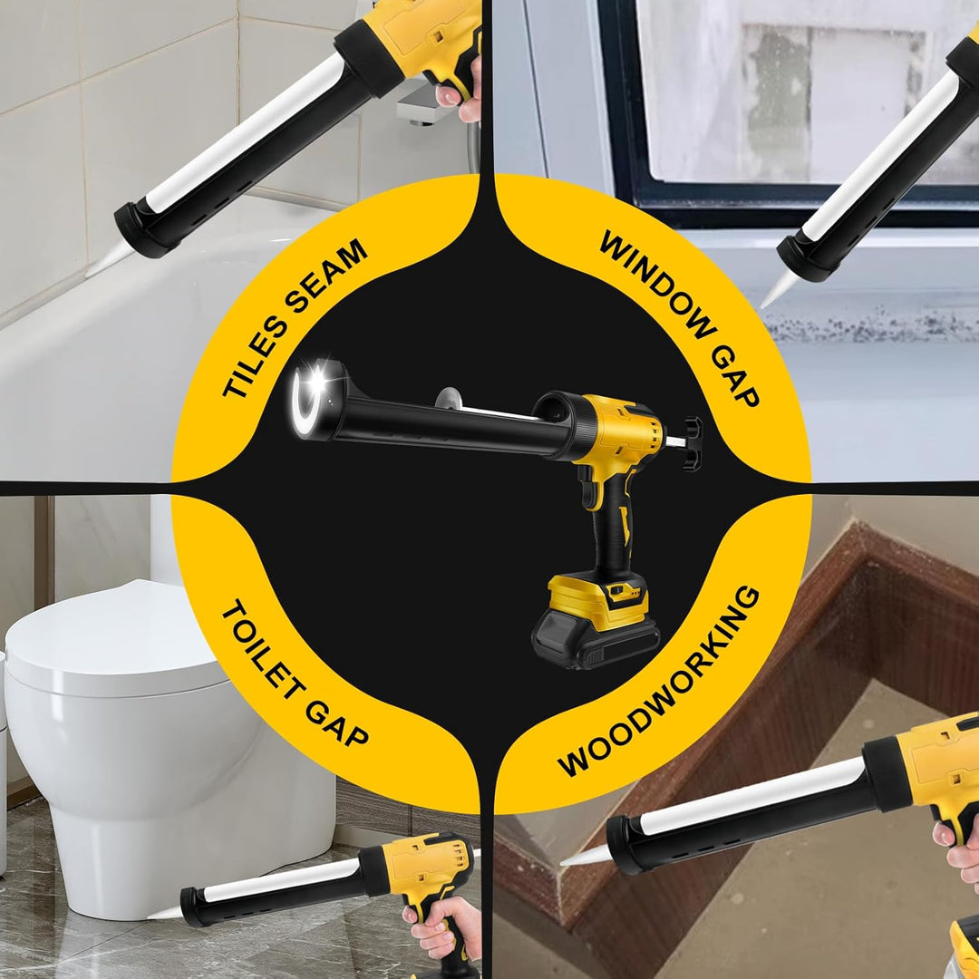 Akku Kartuschenpresse Kompatibel mit Dewalt 20V Akkus,Anti-Tropf-Funktion, mit LED-Licht und 6 Einst