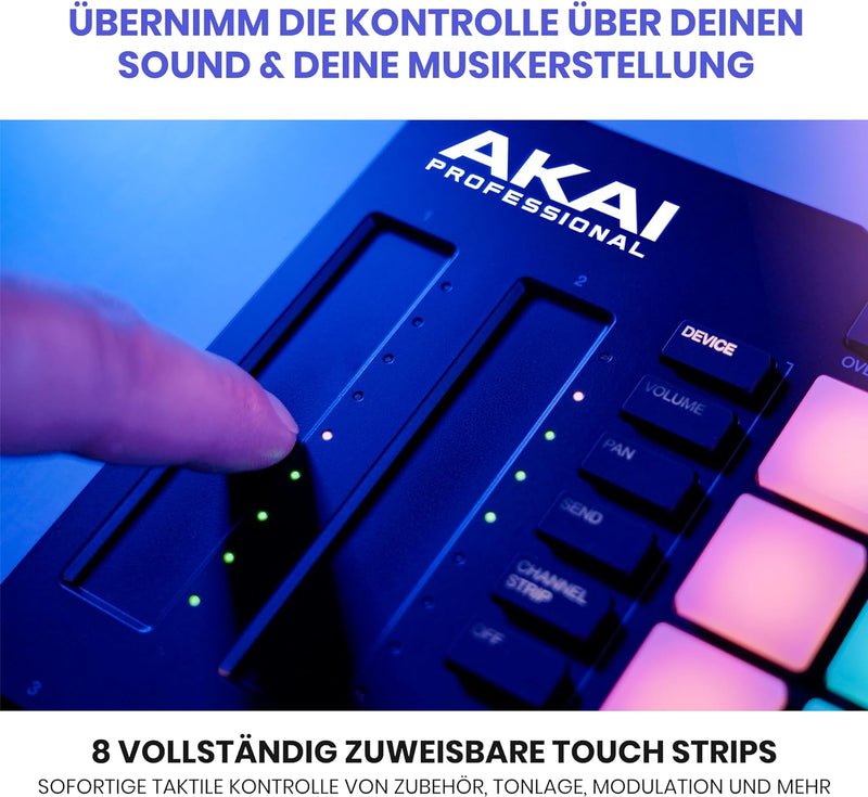 Akai Professional APC64 Ableton MIDI Controller mit 8 Touch Strips, Step Sequencer, 64 anschlagsdyna