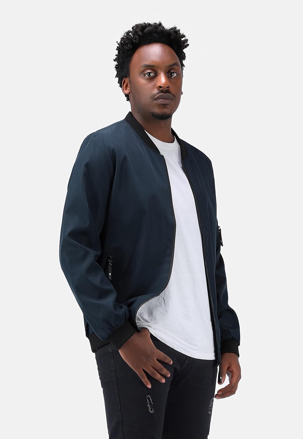 YOUTHUP Herren Übergangsjacke Leichte Sommer Freizeit Bomberjacke Outdoor Sportjacke, Blau-1801