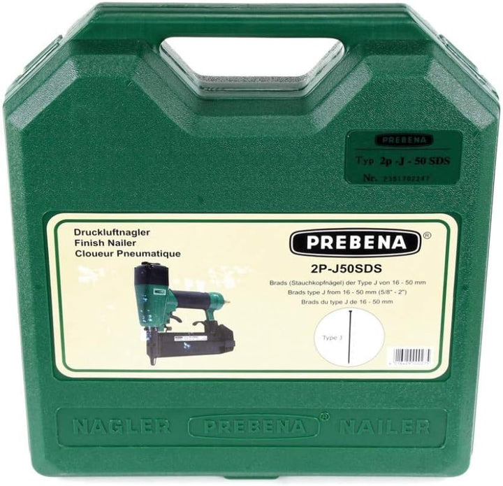 Prebena 2P-J50SDS Luftdruck Druckluftnagler 5-7 bar im Transportkoffer + Prebena Stauchkopfnägel Bra