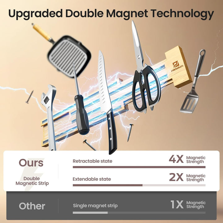 Erweiterbar Magnetleiste Messer mit Extra Starkem Magnet, von 40 bis 80cm Messerhalter Magnetisch Ho