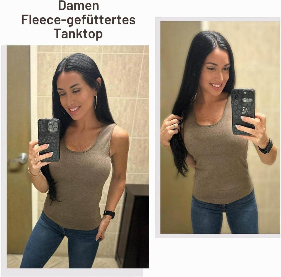WOWENY Damen Thermo Unterhemd Warm Tank Top Fleece Untershirt Ärmellos Oberteil Thermounterwäsche Ba