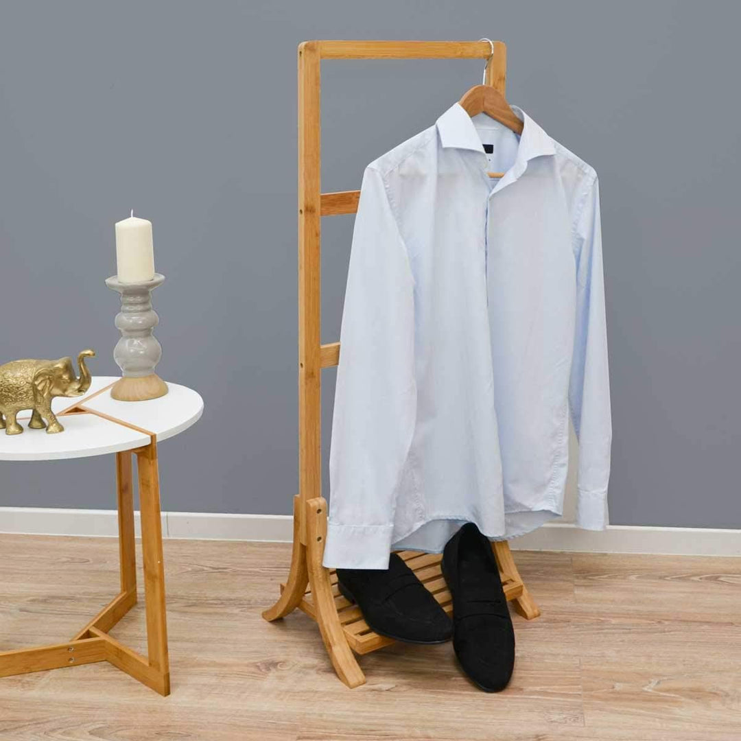 DuneDesign Nachhaltiger Bambus Handtuchständer - 40x30x102 Kleiderständer Bad Handtuchhalter Holz