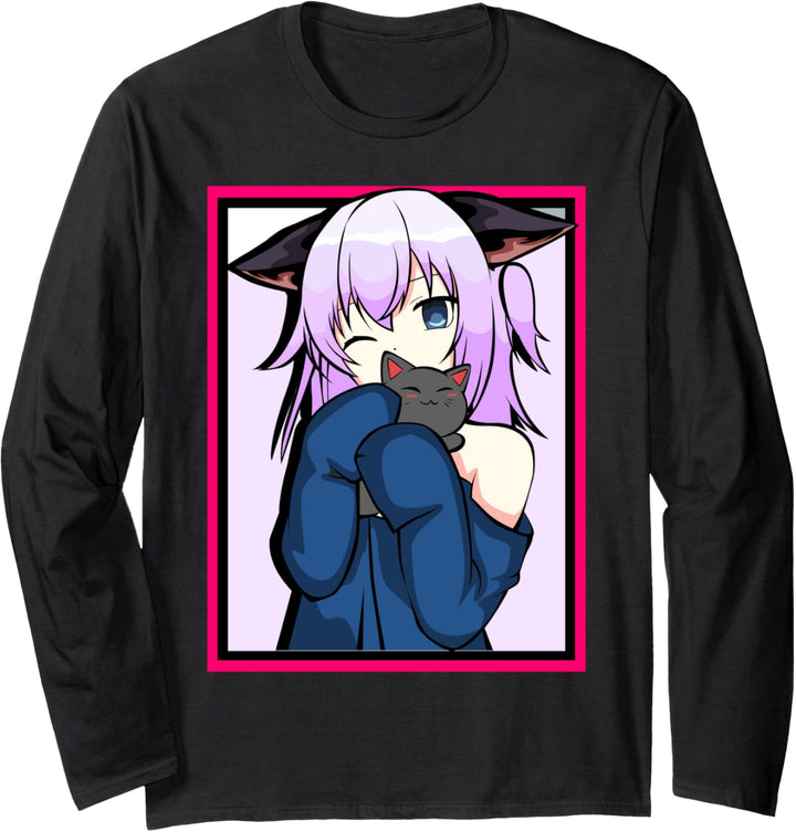 Anime Girl – niedliches Katzen-Design – Cosplay Langarmshirt