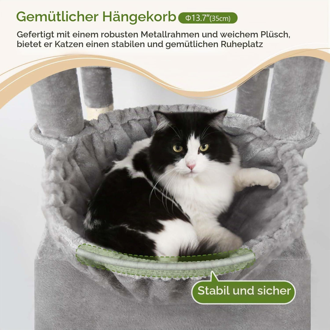 Globlazer F74D Kratzbaum Gross XXL Ecke Stabil 190cm fur 2-4 Katzen | Katzenbaum mit 2 Katzenhaus, 2