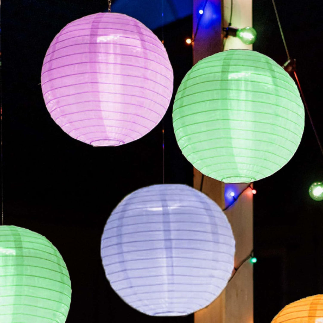 Hellum LED Lampion aussen mit Fernbedienung, weisse Lampions mit bunt LED, 3x30cm wetterfest Lampens