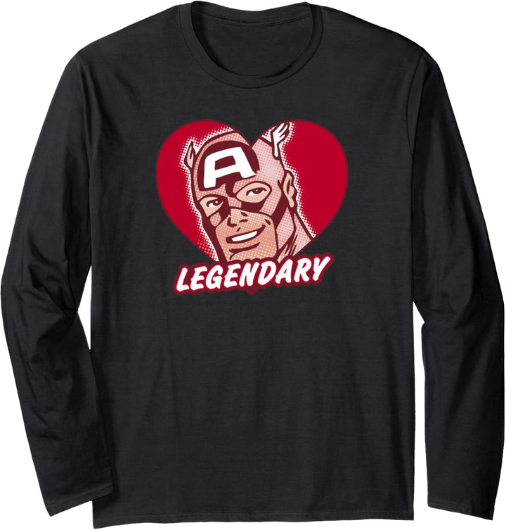 Marvel Captain America Legendary Heart Shaped Portrait Langarmshirt