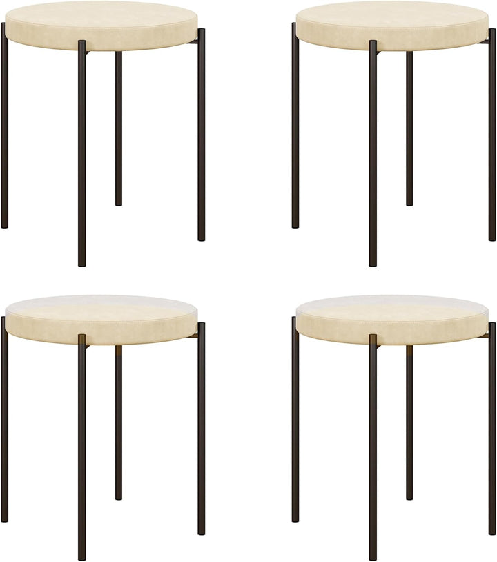 HOMCOM 4er-Set Esszimmerhocker Stapelbar Esszimmerstühle Küchenstuhl mit gepolstertem Sitz, Samtopti