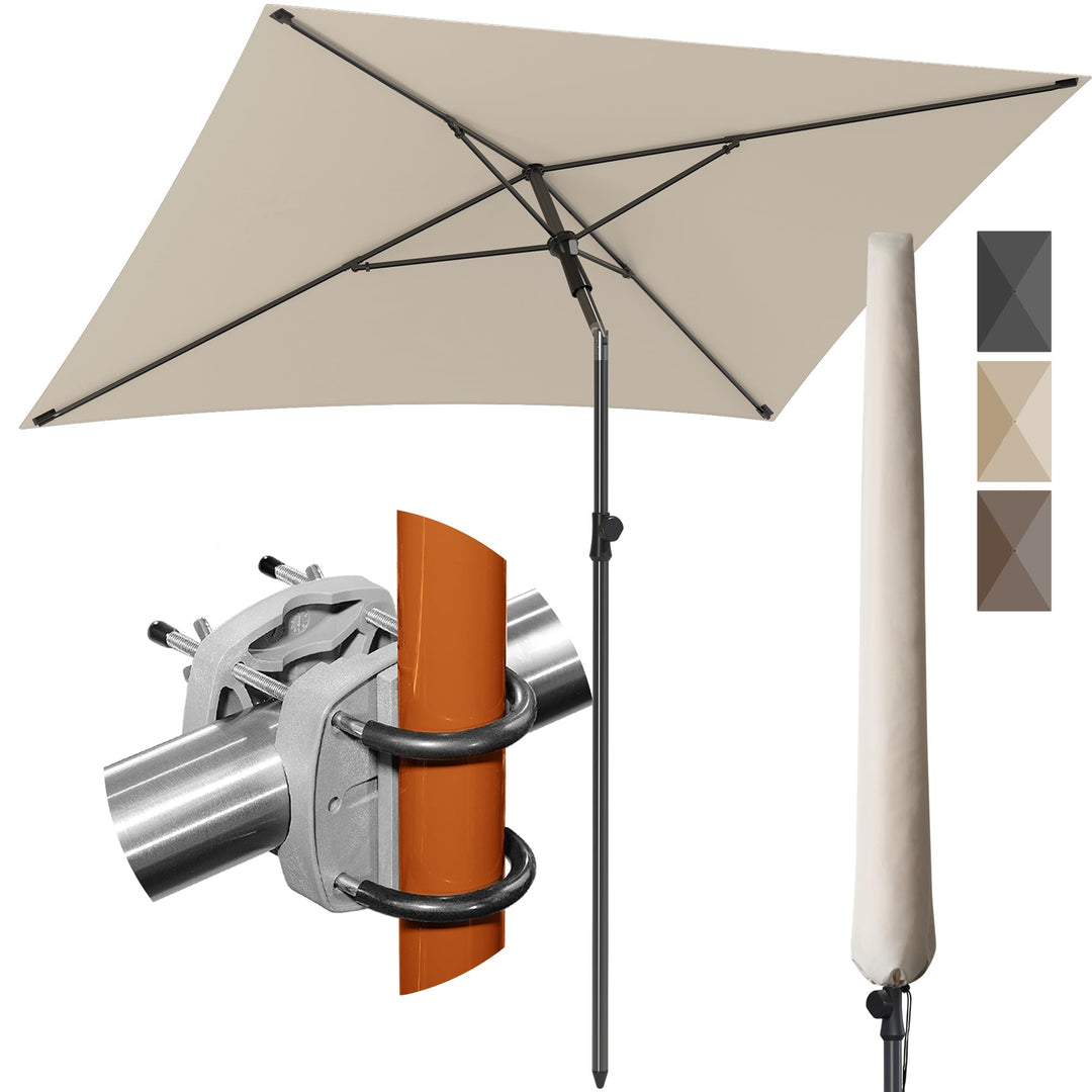 4smile Sonnenschirm Balkon SunnyShade Plus, Sonnnenschutz Balkon SET 3-in-1, Beige - UV50+ Sonnensch