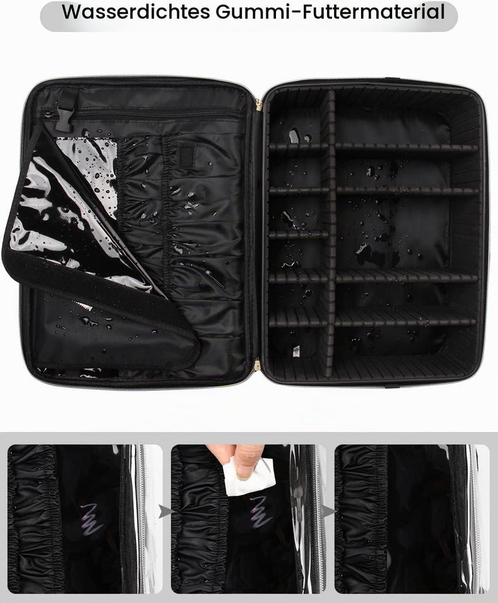 Relavel Extra Grosse Makeup Tasche Leder Reise Makeup Zug Tasche Professionelle Makeup Künstler-Tasc