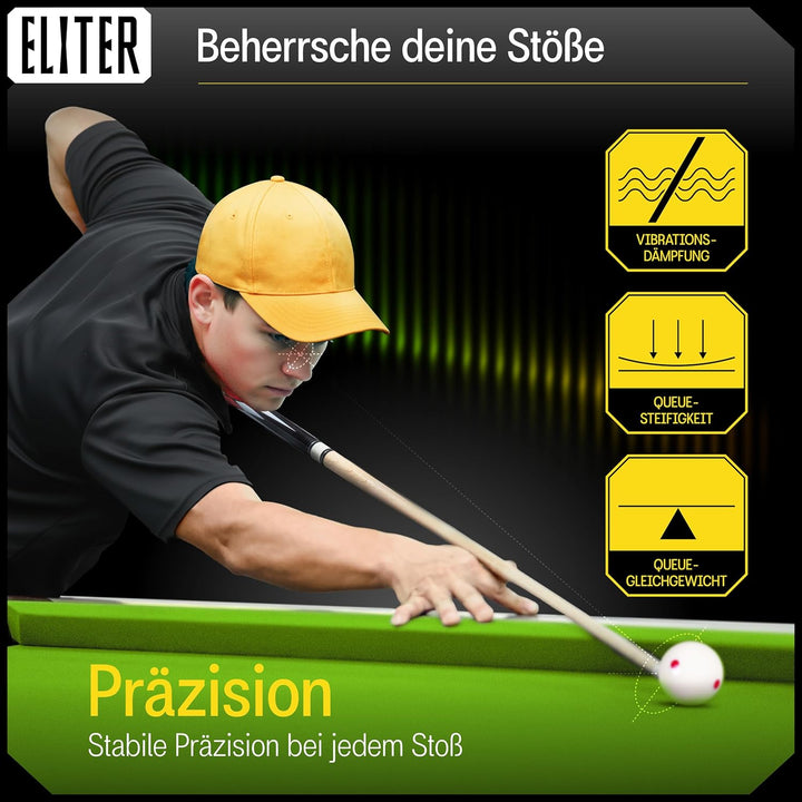 Billard Queue Set 2 - Billard cue aus massivem Ahornholz - weich und robust für mehr Kontrolle und P