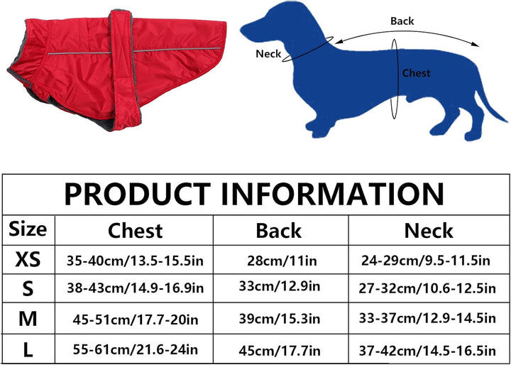 Morezi Dachshund Regenmantel, wasserdichte Aussenschicht, Fleecefutter, reflektierende Besätze, Vers