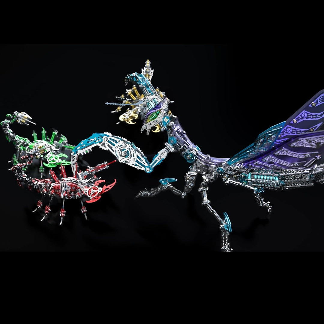 Bunte 3D Metall Puzzle Modellbausatz für Erwachsene mit Licht, DIY Metall 3D Puzzle Mantis Modell Ki