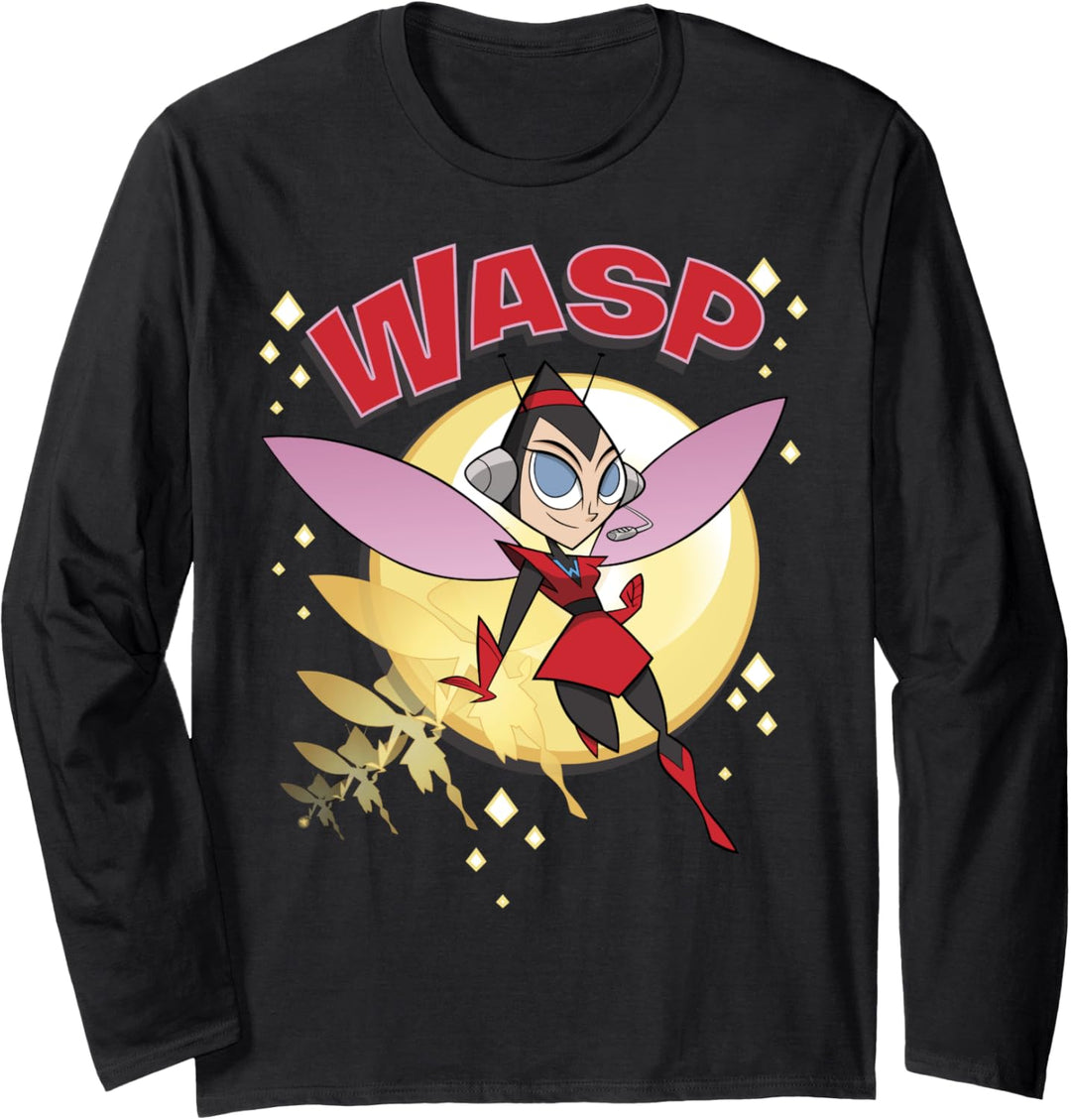 Marvel Avengers Wasp Retro Cartoon Portrait Langarmshirt