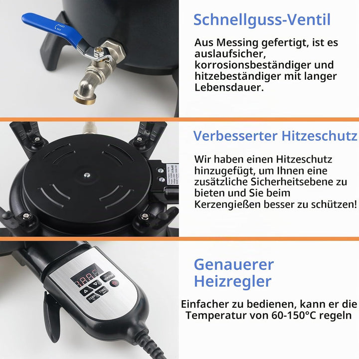 Yuuchail Wachsschmelzgerät für Kerzenherstellung, 7L elektrischer grosse Wachsschmelztopf Schnelles