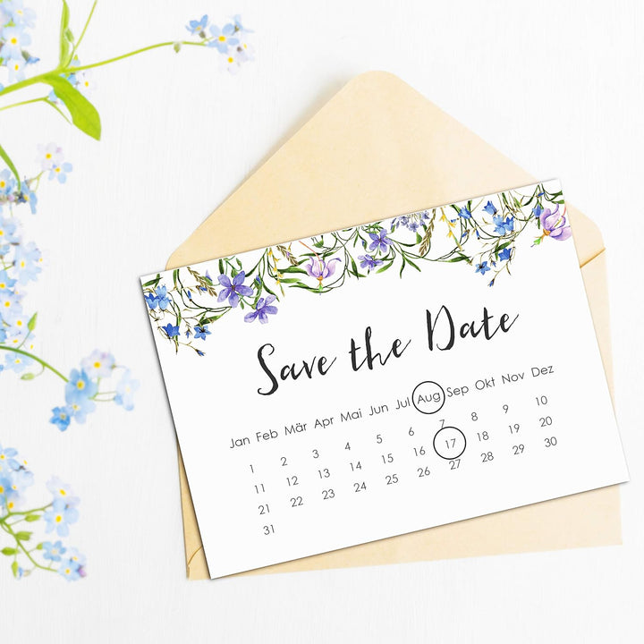 50 Save the date Karten Hochzeit Einladung Hochzeit Einladungskarten (Blaue Hochzeit), Blaue Hochzei