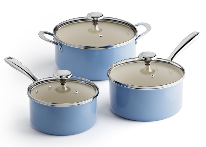 Redchef Keramik Kochtopfset, Topfset Induktion 6-teilig mit Glasdeckel, Kochtöpfen 24 cm, Kasserolle