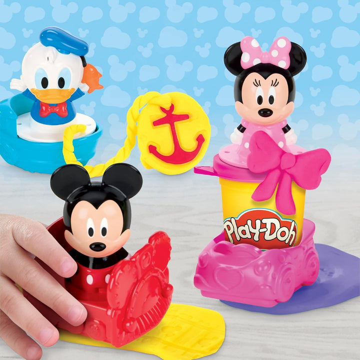 Play-Doh Disney Junior Fahrzeugstempel Megapack mit Micky, Minnie & Donald, zum Kneten und Spielen,
