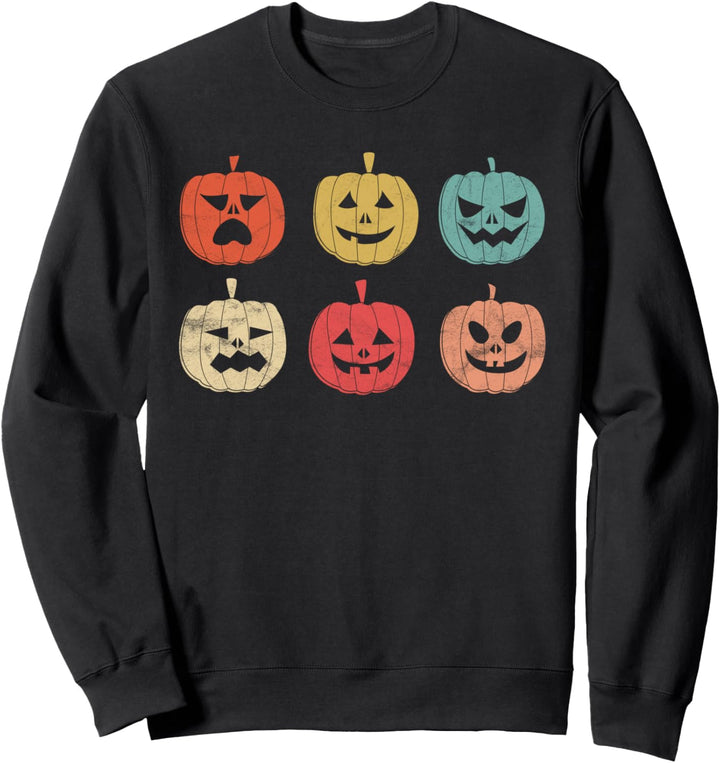 Vintage Halloween Kürbis Gesichter Retro Sweatshirt