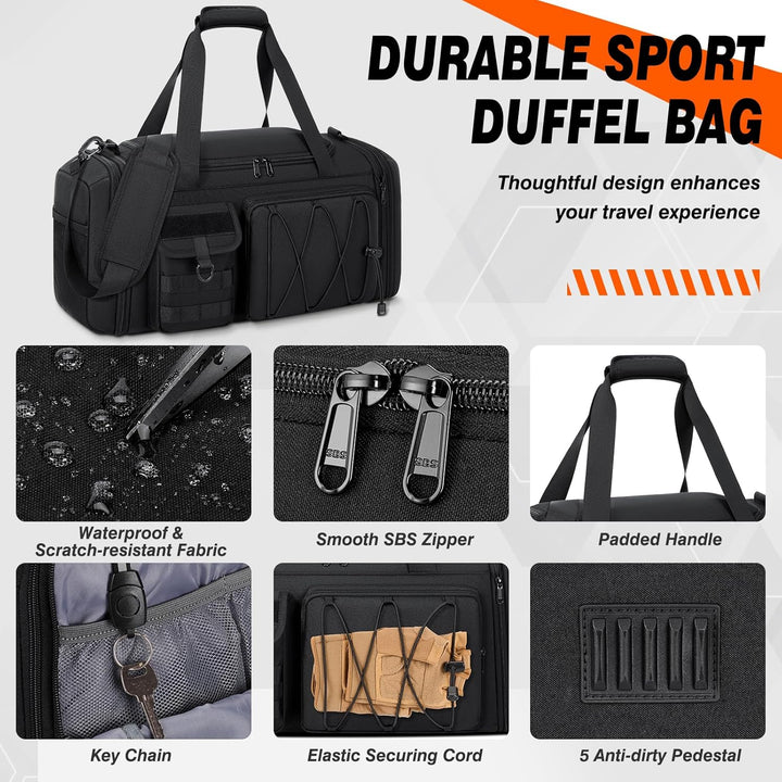 RAINSMORE Sporttasche Herren 40L Wasserdicht Sporttaschen mit Schuhfach Nassfach Erweiterbare Reiset